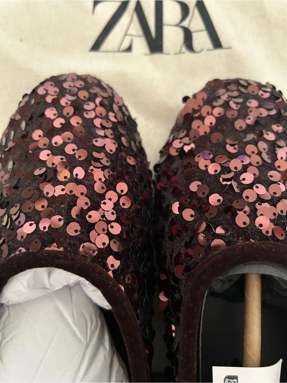 Zara Brown Sequin Flats